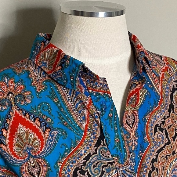 J. Crew Perfect Buttondown Shirt in Ratti Mediterranean Paisley, size 6 - Picture 8 of 12